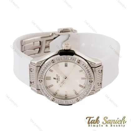 ساعت هابلوت زنانه سفید تمام نگین نقره ای Hublot-4151-L