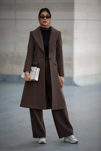 پالتو فوتر بلند ماوی ( پاییزه و زمستانه)