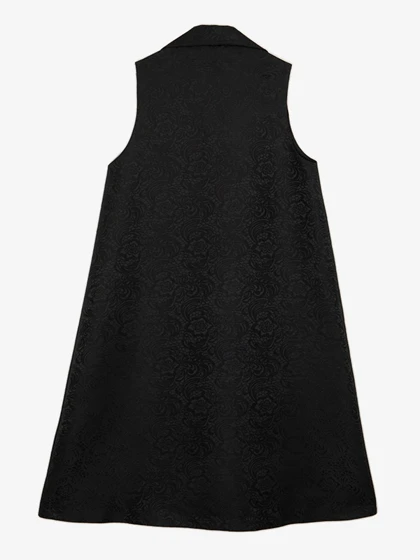 وست بلند زنانه ژاکارد مجلسی جیب نما یقه انگلیسی 70104