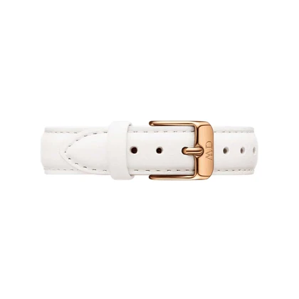 ساعت دنیل ولینگتون زنانه رزگلد بند چرم سفید صفحه مشکی اسمال DW-4911-28-L