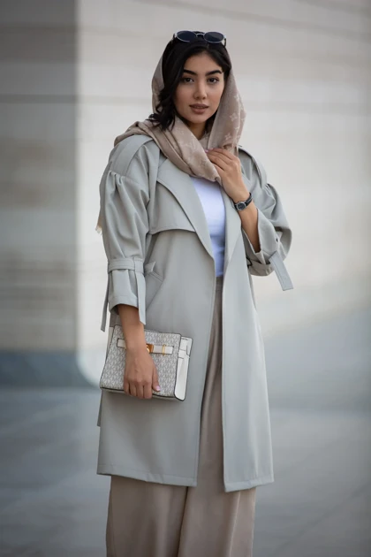 بارانی سانتانا تک شنل آستین بنددار