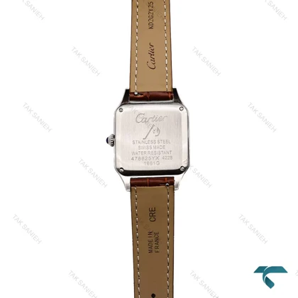 ساعت کارتیر سانتوس دومونت سیلور بندچرم قهوه ای متوسط Cartier-6171-G