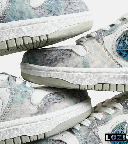 کفش کتانی مردانه و زنانه طوسی سفید آبی نایک NIKE dunk low steam puppet مدل 7204