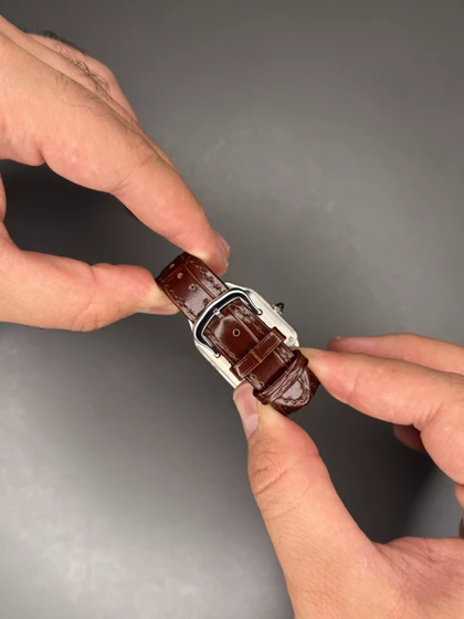ساعت مچی کارتیه دومونت بند چرمی قهوه ای قاب استیل Cartier