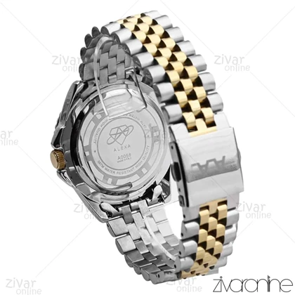 ساعت الکسا پریمیر A0058 مردانه طلایی نقره ای صفحه آبی 106232