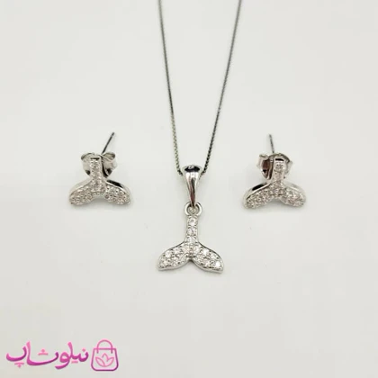 نیم ست زنانه نقره ظریف وارداتی عیار 925 مدل دم وال وزن 3/320 گرم کد 3752