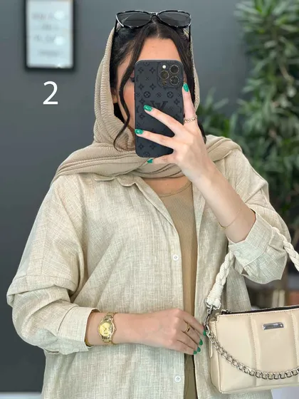 مانتو پیراهنی طرح دار لینن
