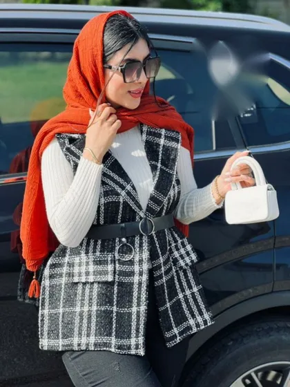 ست دوتکه وست شانل و کمربند کد 1060