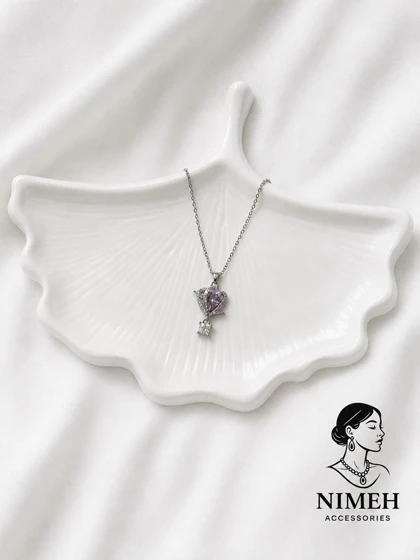 گردنبند قلب نگین بنفش 💜