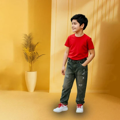 شلوار جین مام زاپ‌دار پشت جیب خرسی