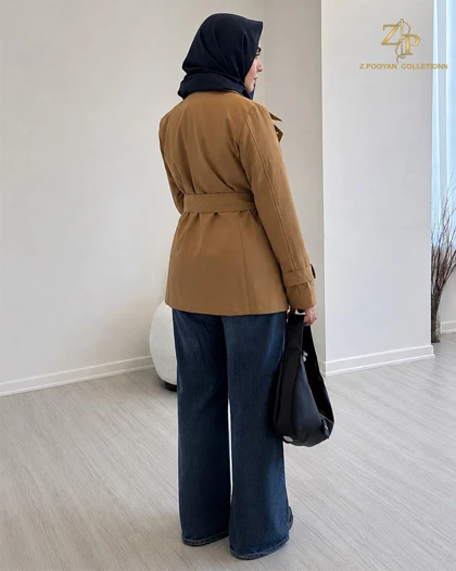 ترنچ کت زنانه کتان فرین