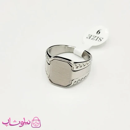 انگشتر مردانه استیل طرحدار فول نقره ای رنگ کیفیت مستر کد 750
