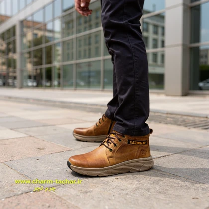 نیم بوت مردانه CAT بندی چرم طبیعی si145