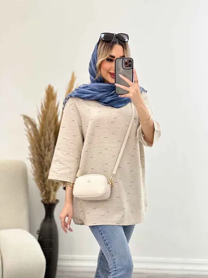 مانتو لینن نچرال یقه دار