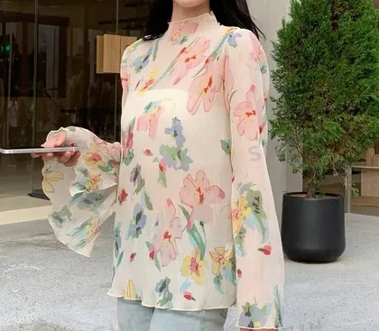 شومیز حریر طرح FLORAL برند SHEIN شین