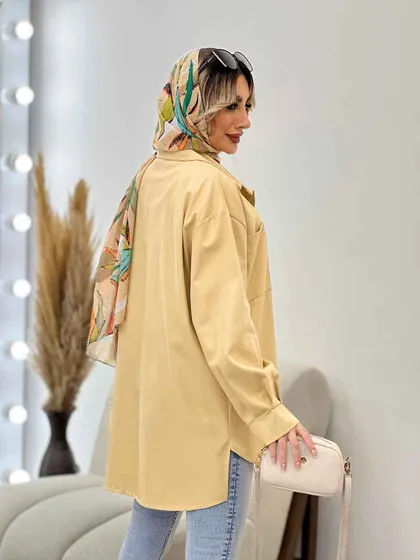 مانتو دو جیب دکمه چوبی