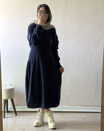 پیراهن بافت کلاهدار