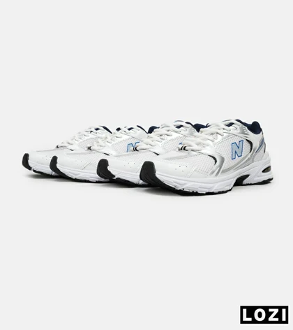 کفش کتانی مردانه و زنانه سفید نقره ای آبی NEW BALANCE 530