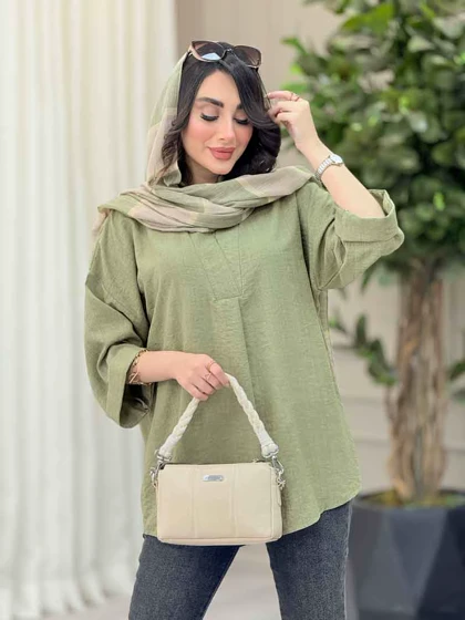 مانتو یقه ایستاده جلو بسته