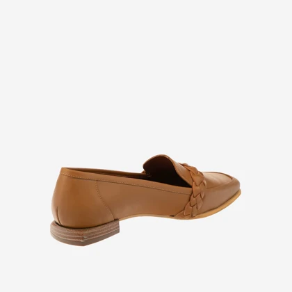 کفش تخت چرم زنانه عسلی مدل sh062