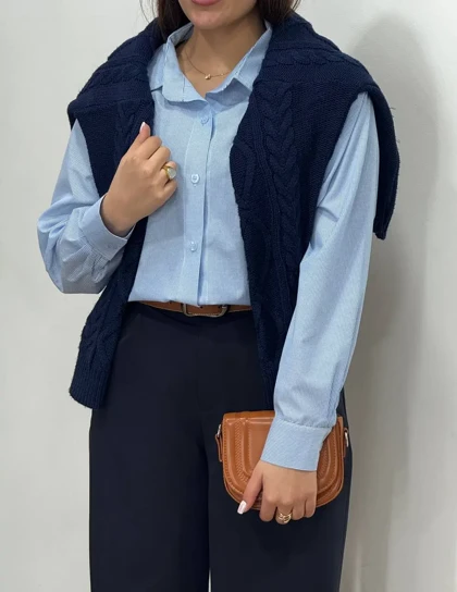 شومیز راه راه بیسیک ساتین