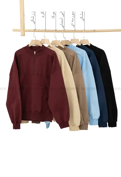 دورس نیم زیپ یقه کبریتی کد1004529