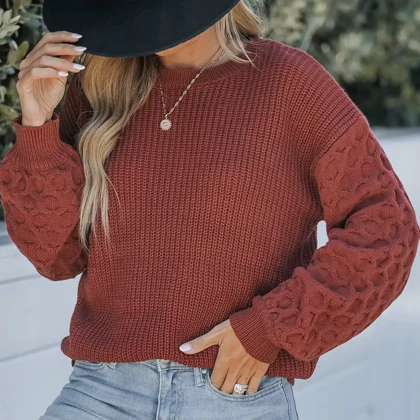 پلیور بافت یقه گرد عنابی برند Cupshe سایز L