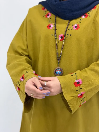 مانتو لینن گلدوزی نرگس کد 7033