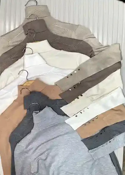 یقه اسکی بافت دکمه طلایی