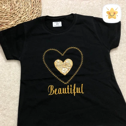 تیشرت محرمی دخترانه پنبه مدل قلبی 1 تا 12 سال
