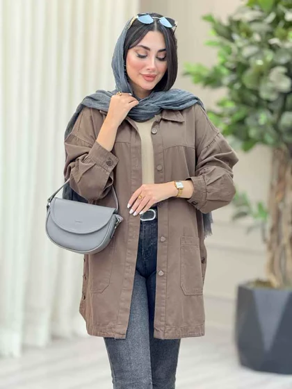 مانتو کتان بغل سه دکمه جیب پایین