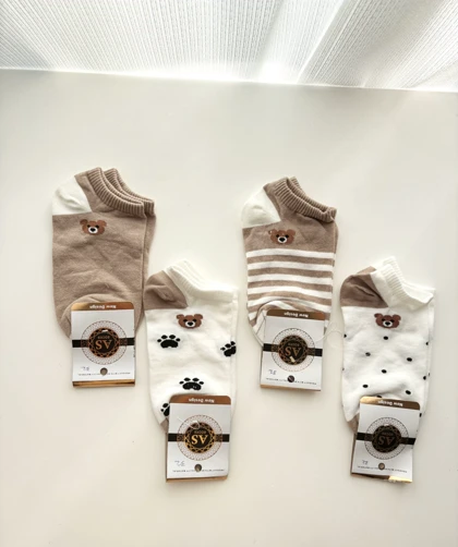 جوراب خرسی تم کرم دخترانه 848