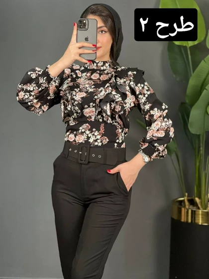 شومیز کرپ جلو چین کد 1465