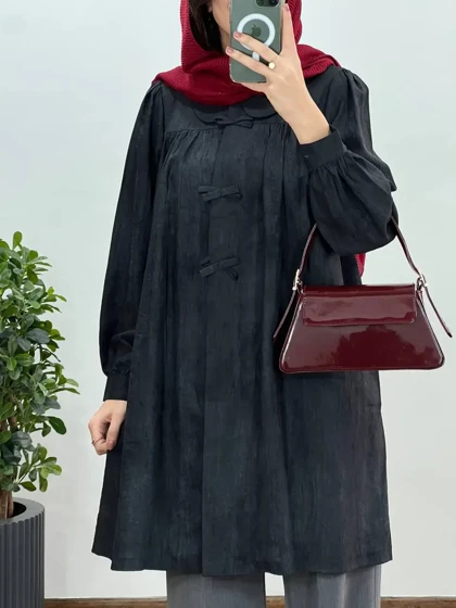 مانتو بلند دکمه دار پروانه 1