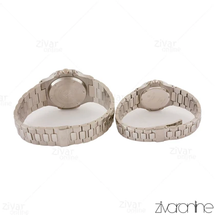 ست ساعت پتک فیلیپ ناتیلوس نقره ای صفحه سرمه ای 105400