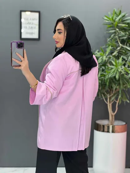 مانتو کتان لمه یقه دوبل
