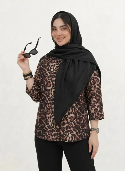 شومیز پلنگی جلو دکمه
