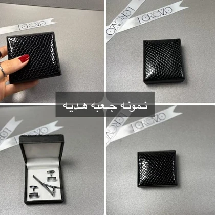 دکمه سردست و گیره کراوات نقره ای لورنزو کد 1202