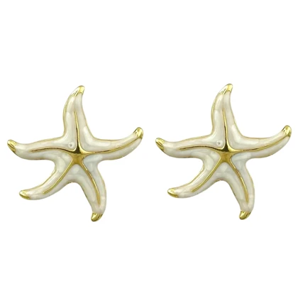 گوشواره زنانه مدل مارینا طرح ستاره دریایی با فینیش طلایی