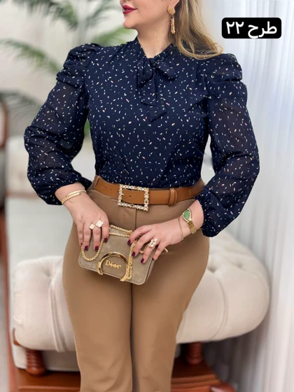 شومیز حریر آستین پف 2705