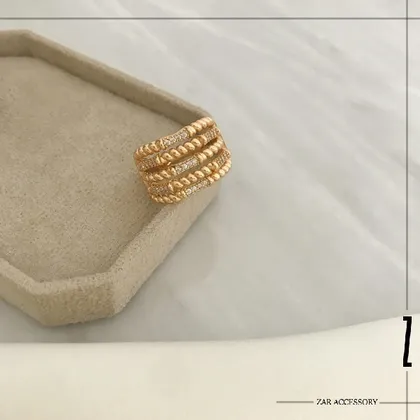 انگشتر مولتی لاین پیچی نگینی