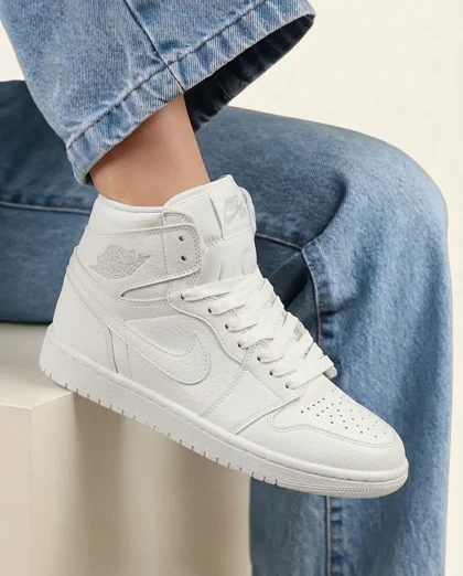 کتانی نایک جردن زنانه 1 مید فول سفید Nike Air Jordan 1 mid کد 480987