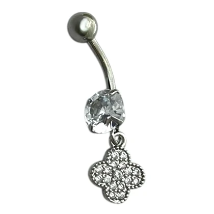 پیرسینگ ناف استیل آویز طرح شبدر