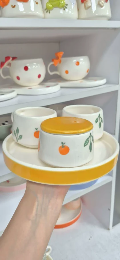 چای خوری دو نفره سرامیک پرتقال