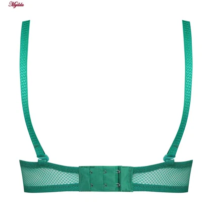 ست شورت و سوتین زنانه لنا مدل فنردار بند متحرک کاپ اسفنجی سبزآبی تیره کد 4961