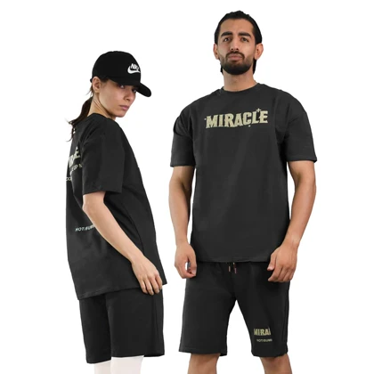 ست تیشرت و شلوارک اسپرت شنگلی مدل T110 طوسی تیره