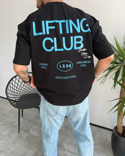 تیشرت یقه گرد گلدوزی LIFTING رنگ مشکی