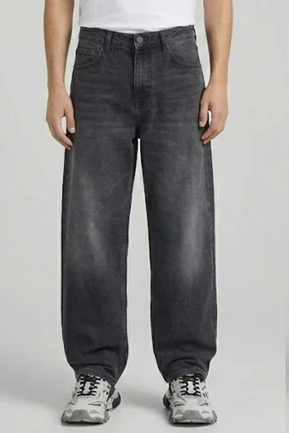 شلوار بگ مردانه ذغالی سنگشور جین باکیفیت MB322