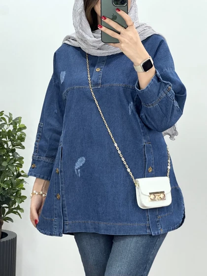 تونیک مانتویی جین قصیده(ایراد دار)