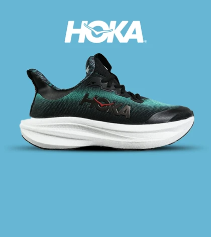 کفش کتانی مشکی سبز HOKA مدل 7396